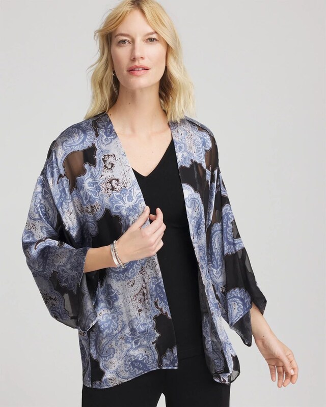 Travelers Collection Paisley Burnout Jacket